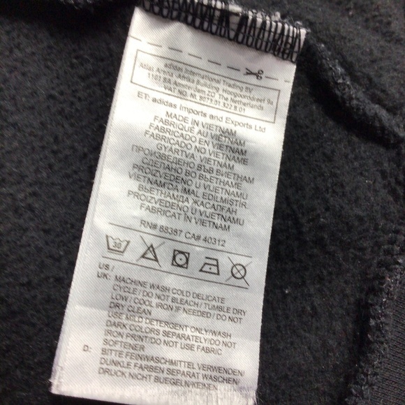 Adidas 3-STRIPES LINEAR LOGO PULLOVER HOODIE Sweatshirt Black White Small - Picture 7 of 7